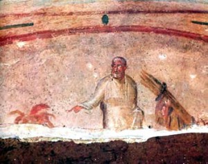 Catacumba Sta. Priscilla. Abramam y el Sacrificio de Isaac.