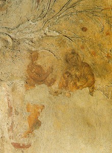 La imagen más antigua de la Virgen con el Niño y profeta Balaan  (probable), señala estrella. C. Sta. Priscila. Siglo II